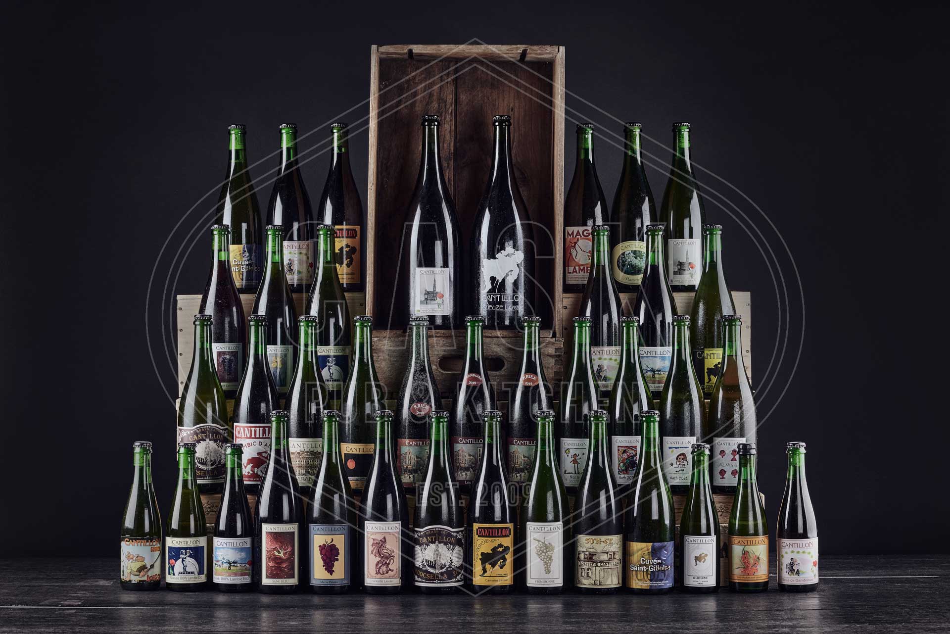 Crate of vintage labelled beers