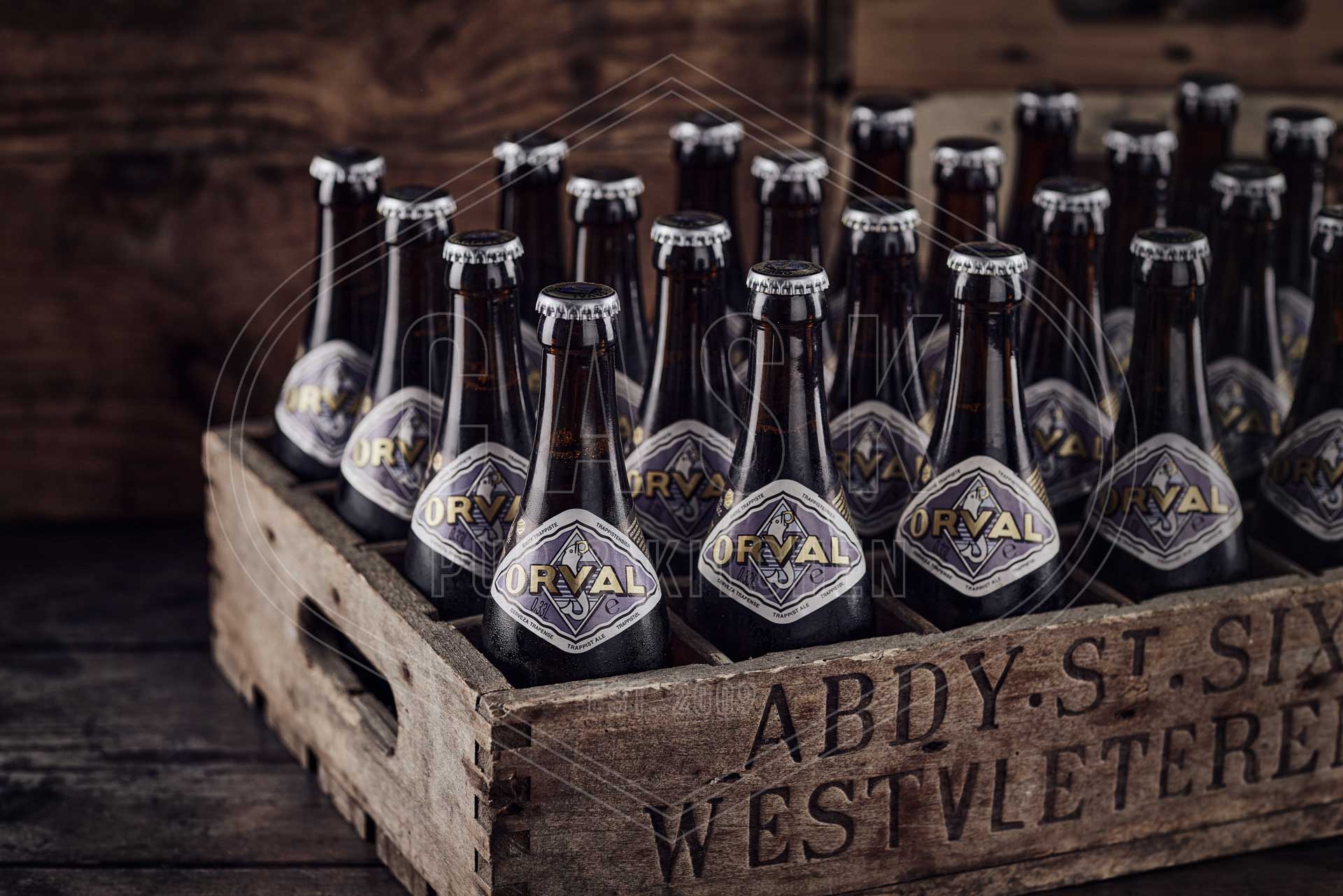 Crate of Orval bottled beer
